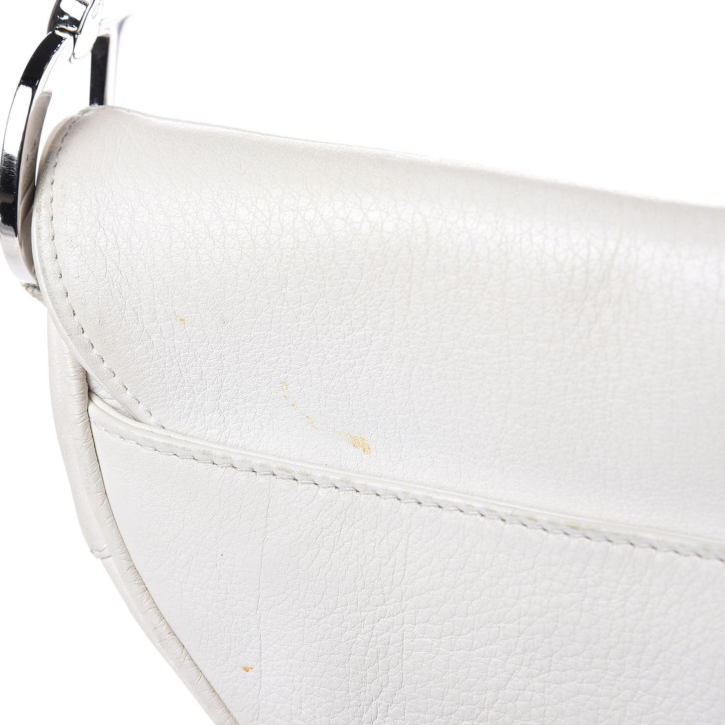 Calfskin Embroidered Romantic Flowers Saddle Bag White