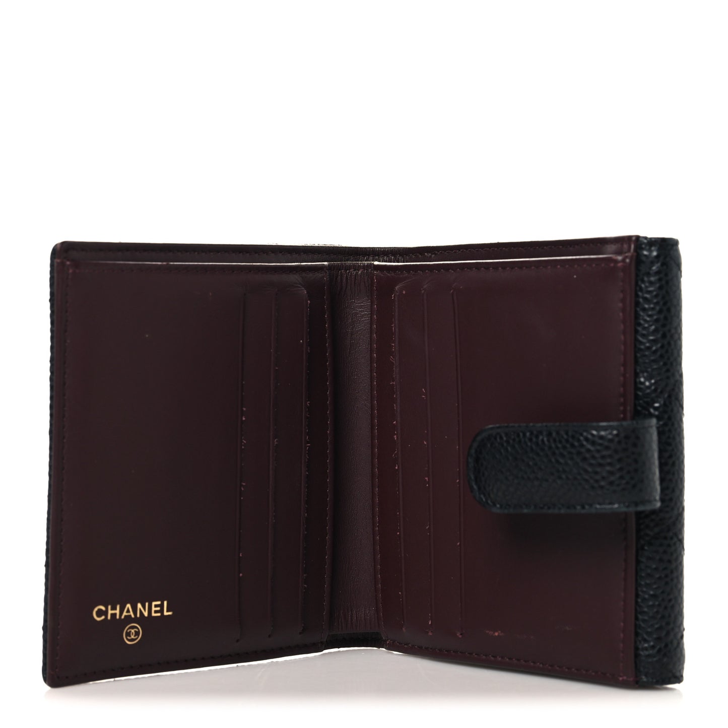 Caviar Quilted Compact French Flap Wallet Black