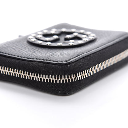Gucci Pebbled Calfskin Studded Soho Compact Disco Zip Around Wallet Black 8 of 14
