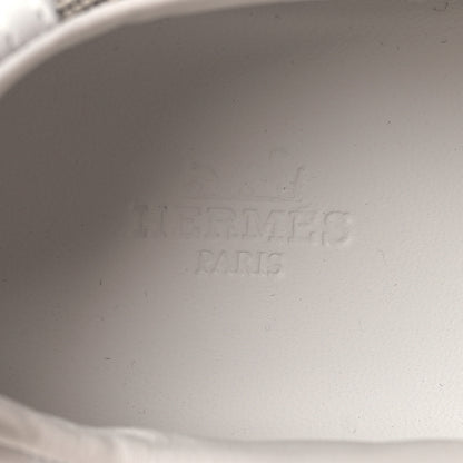 Hermes Canvas Calfskin Mens Trail Sneakers 42 Prunoir White 8 of 9