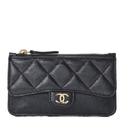 Chanel Iridescent Caviar Quilted Flap Zip Card Holder Black 1 of 8