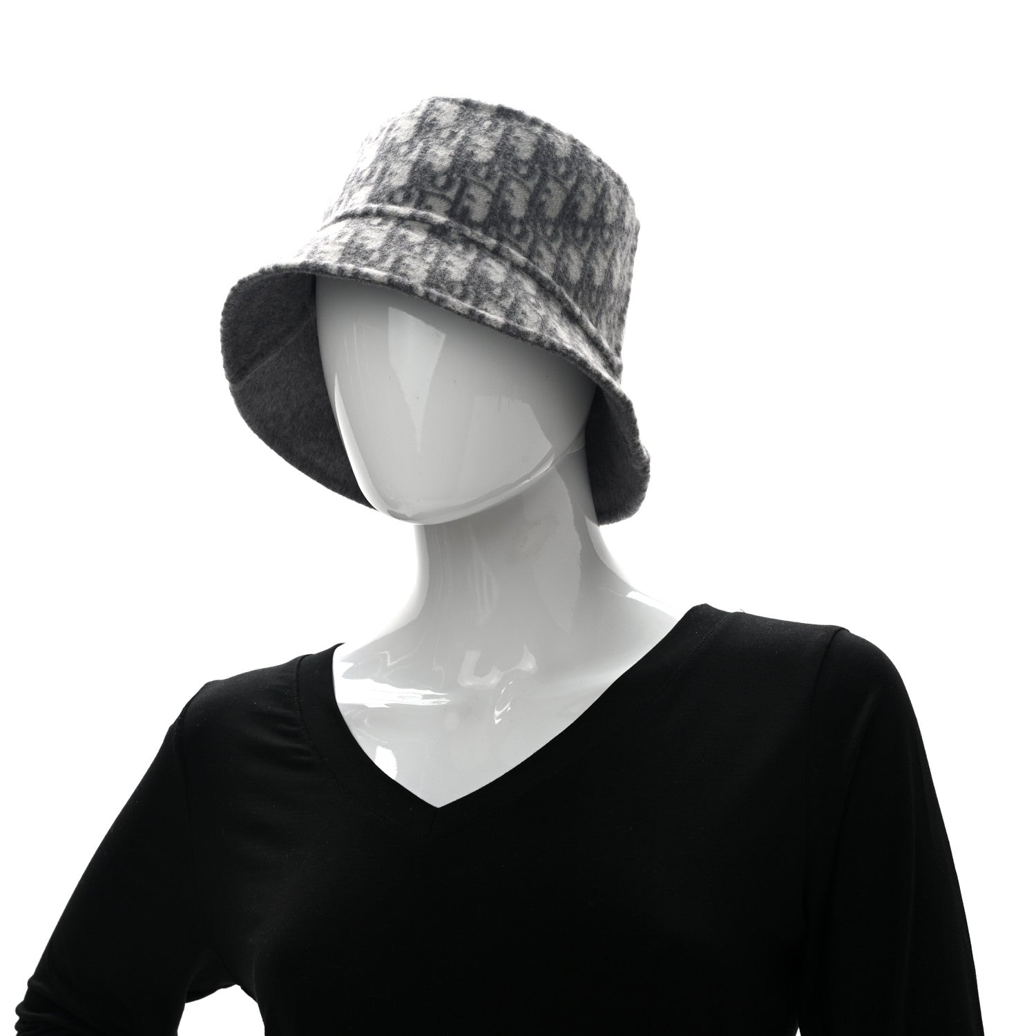Christian Dior Wool Oblique Jacquard Bucket Hat Grey 3 of 17