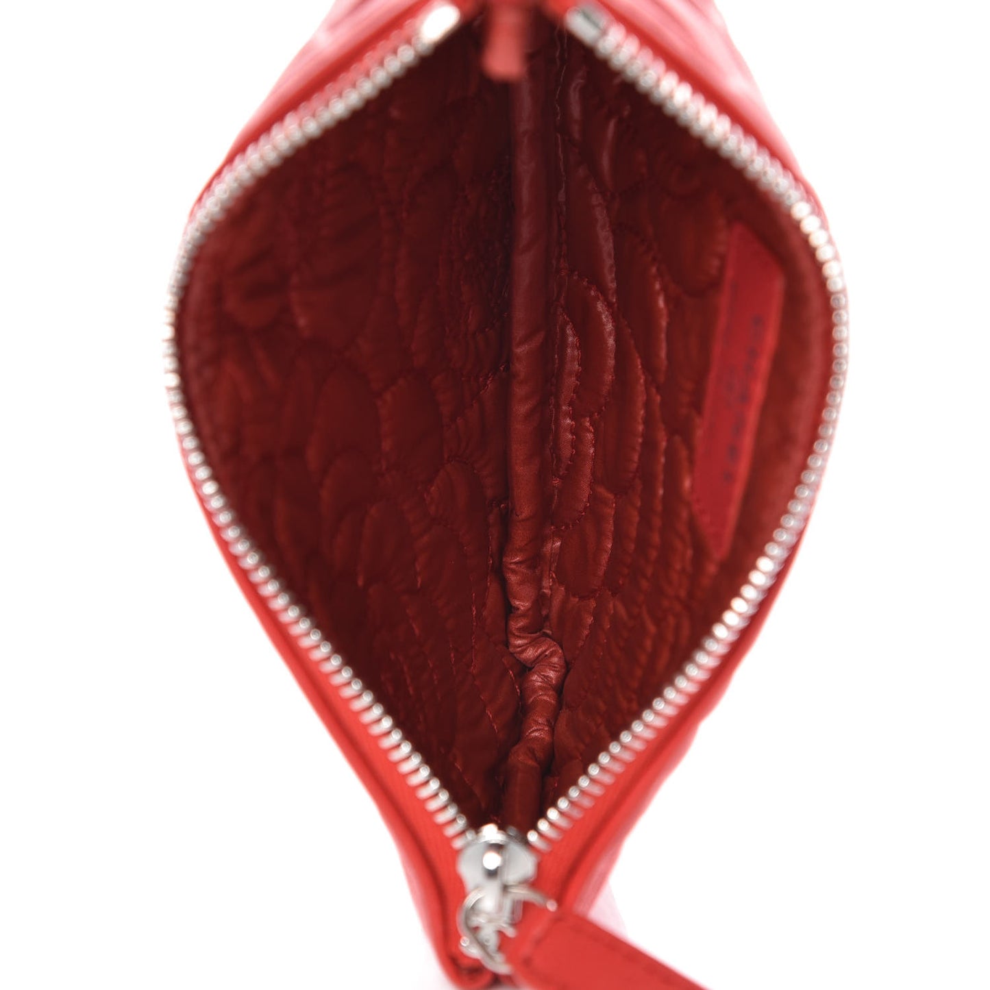 Goatskin Camellia Embossed Cosmetic Pouch Red