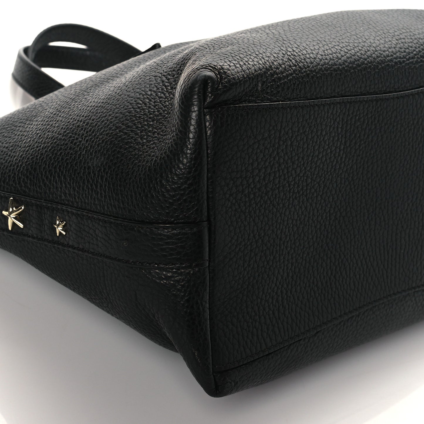Grainy Calfskin Star Studded Bria Tote Black