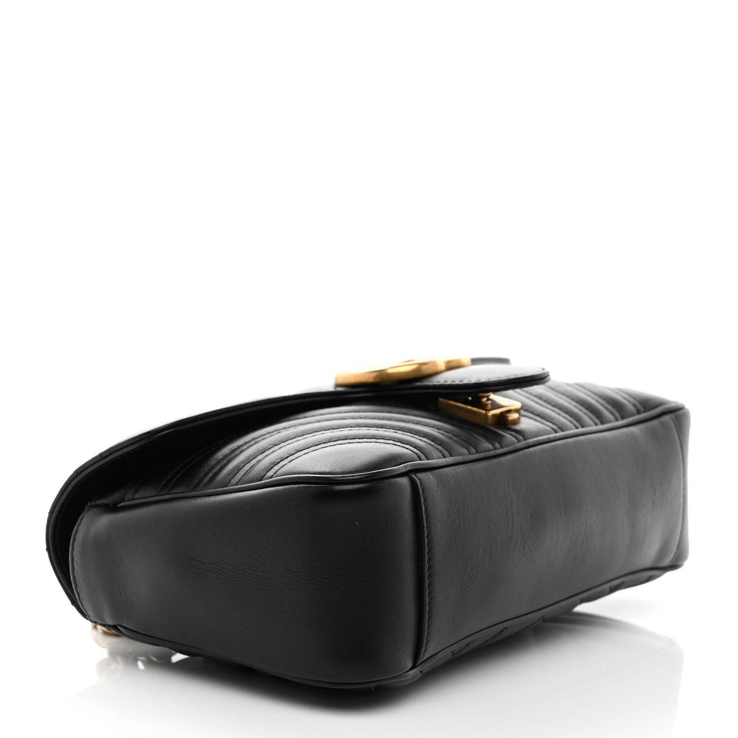 Gucci Calfskin Matelasse Small GG Marmont Shoulder Bag Black 4 of 11