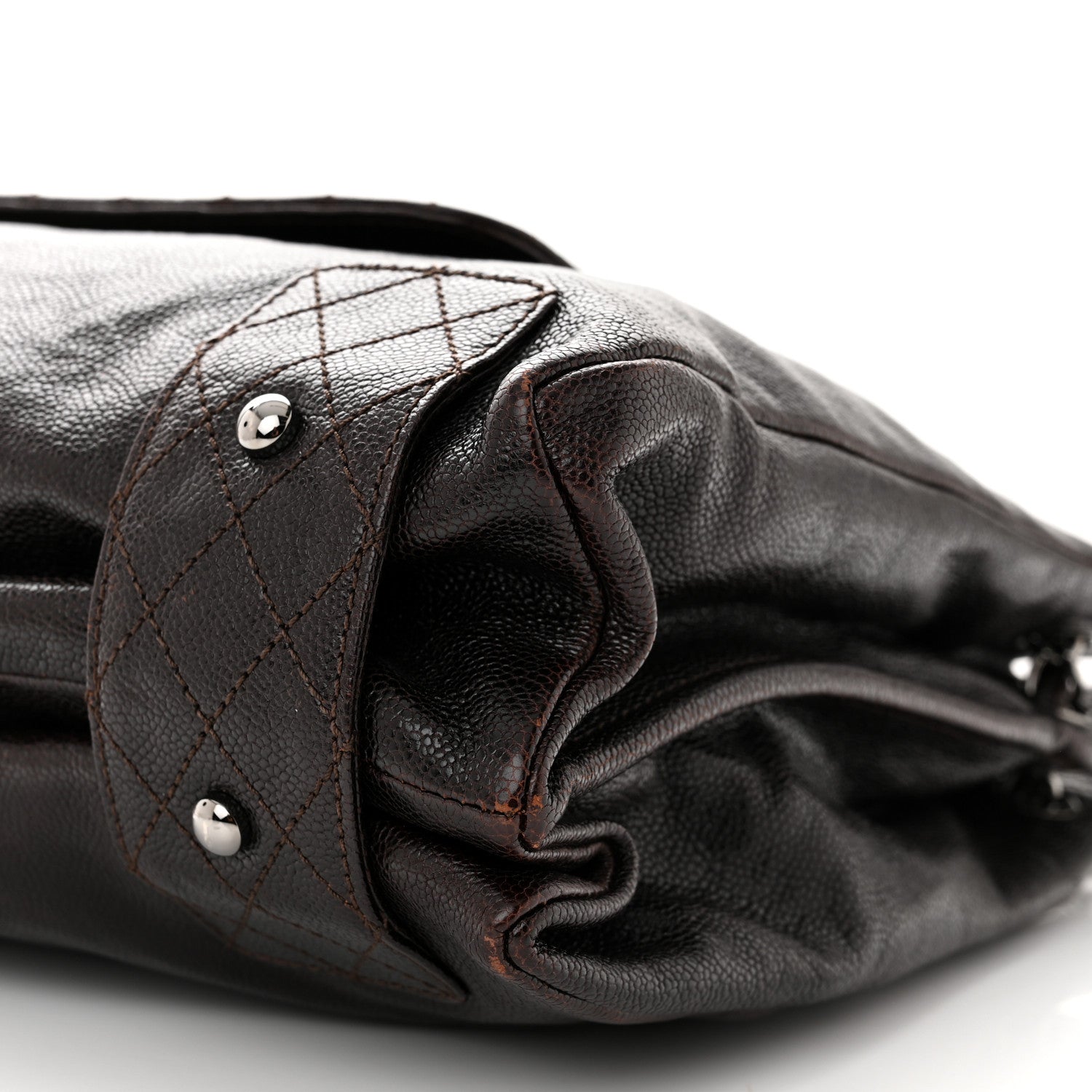 Chanel Glazed Caviar Pocket In The City Tote Dark Brown 11 of 12