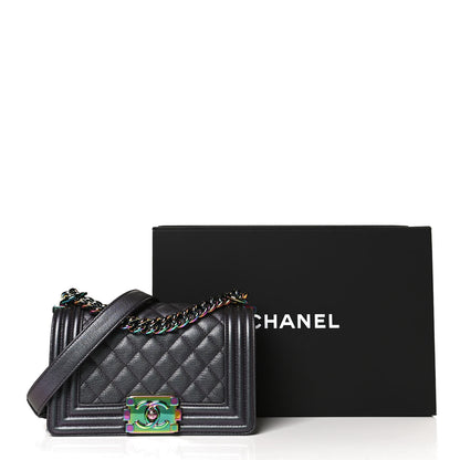 Chanel Iridescent Goatskin Quilted Small Boy Flap Purple 13 of 13