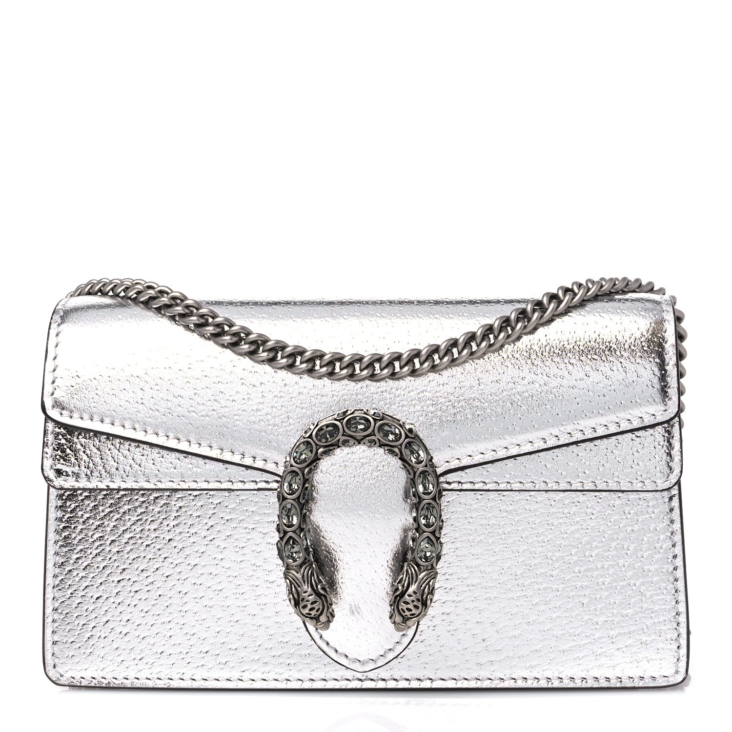 Gucci Metallic Calfskin Super Mini Dionysus Shoulder Bag Silver 3 of 10