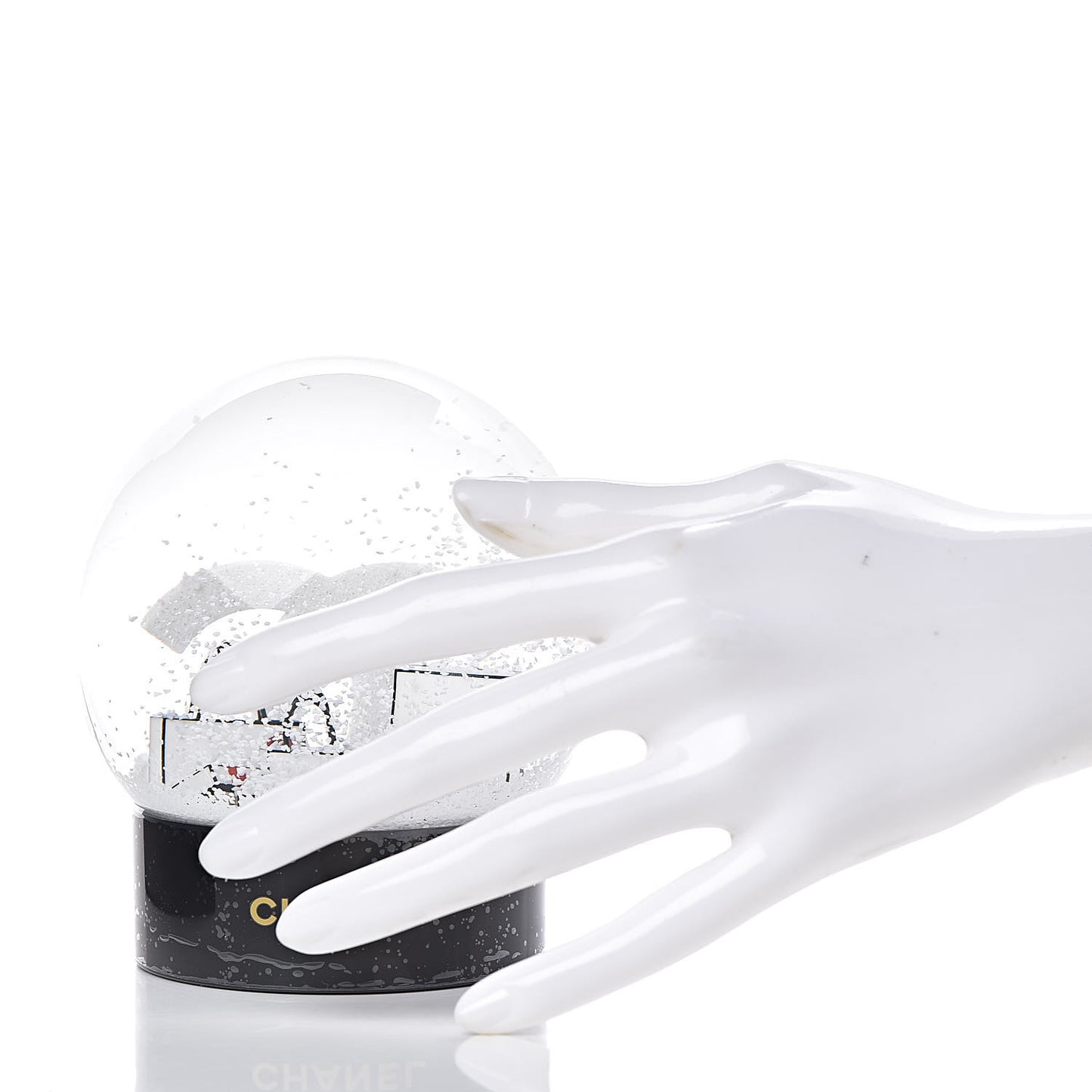 Glass CC Shopping Bag Snow Globe