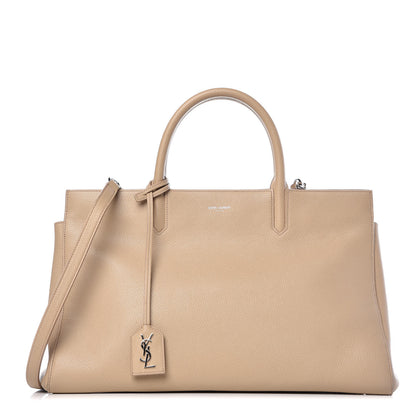 Saint Laurent Calfskin Medium Rive Gauche Cabas Dark Beige 1 of 16