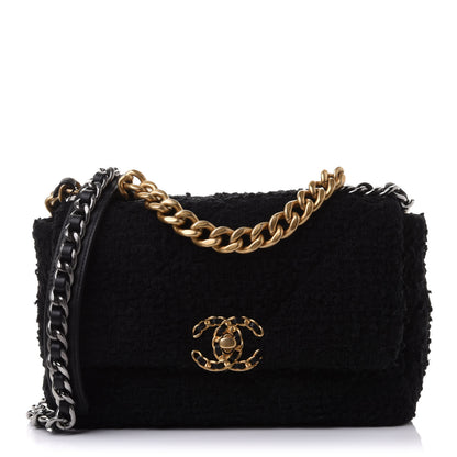 Chanel Tweed Quilted Medium Chanel 19 Flap Black 1 of 11