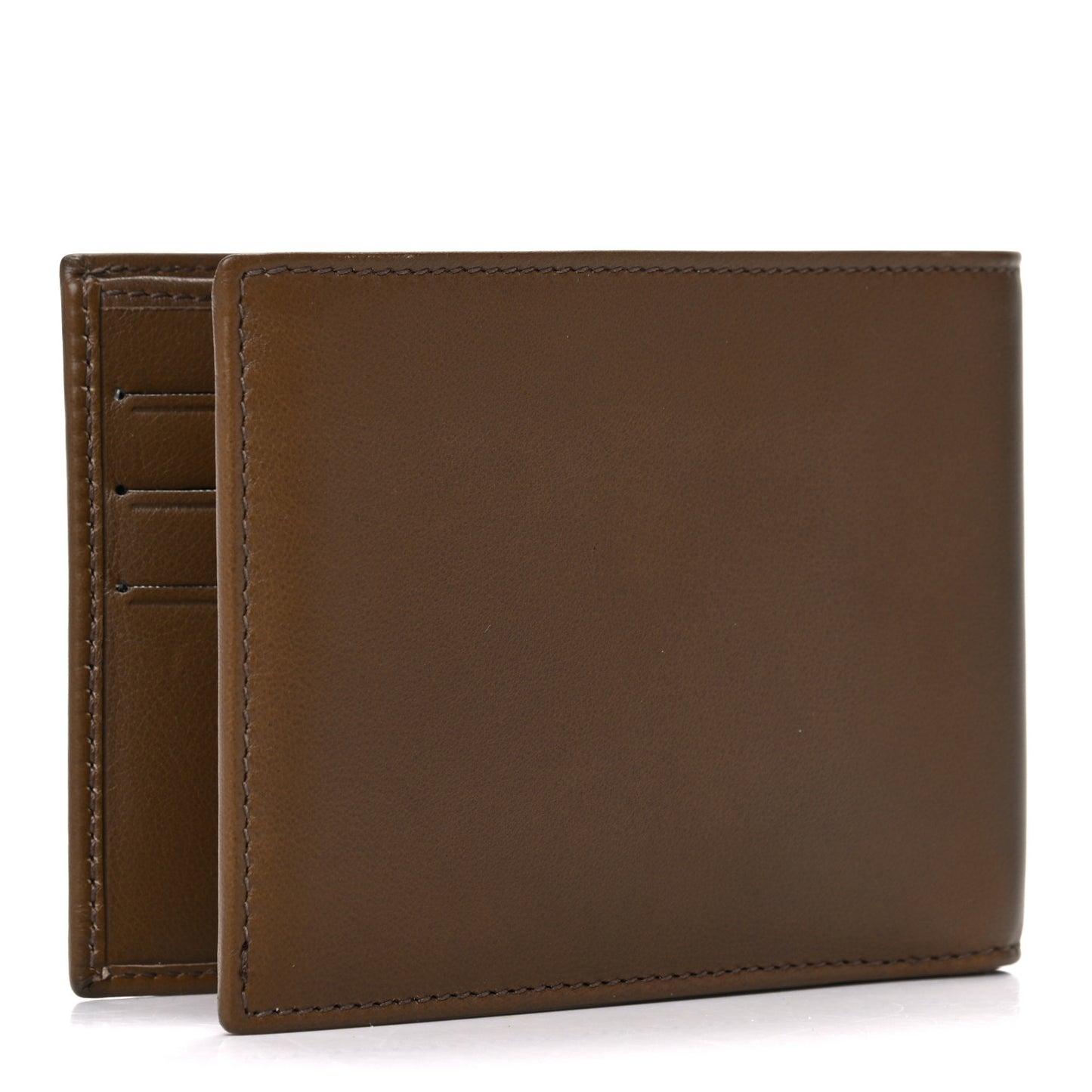 Smooth Calfskin Mens Bi-Fold Wallet Brown