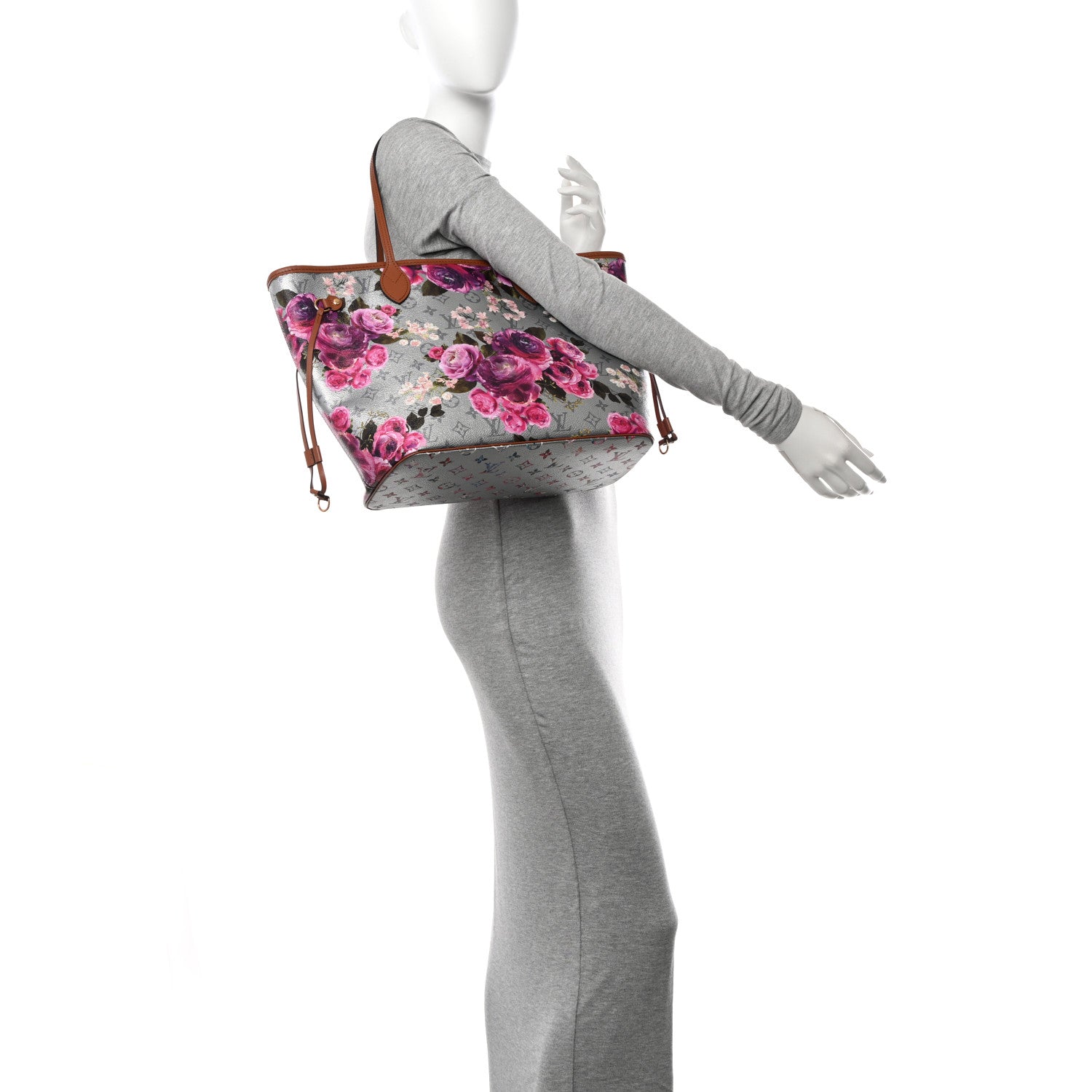 Louis Vuitton Metallic Monogram LV Garden Neverfull MM Silver 2 of 15