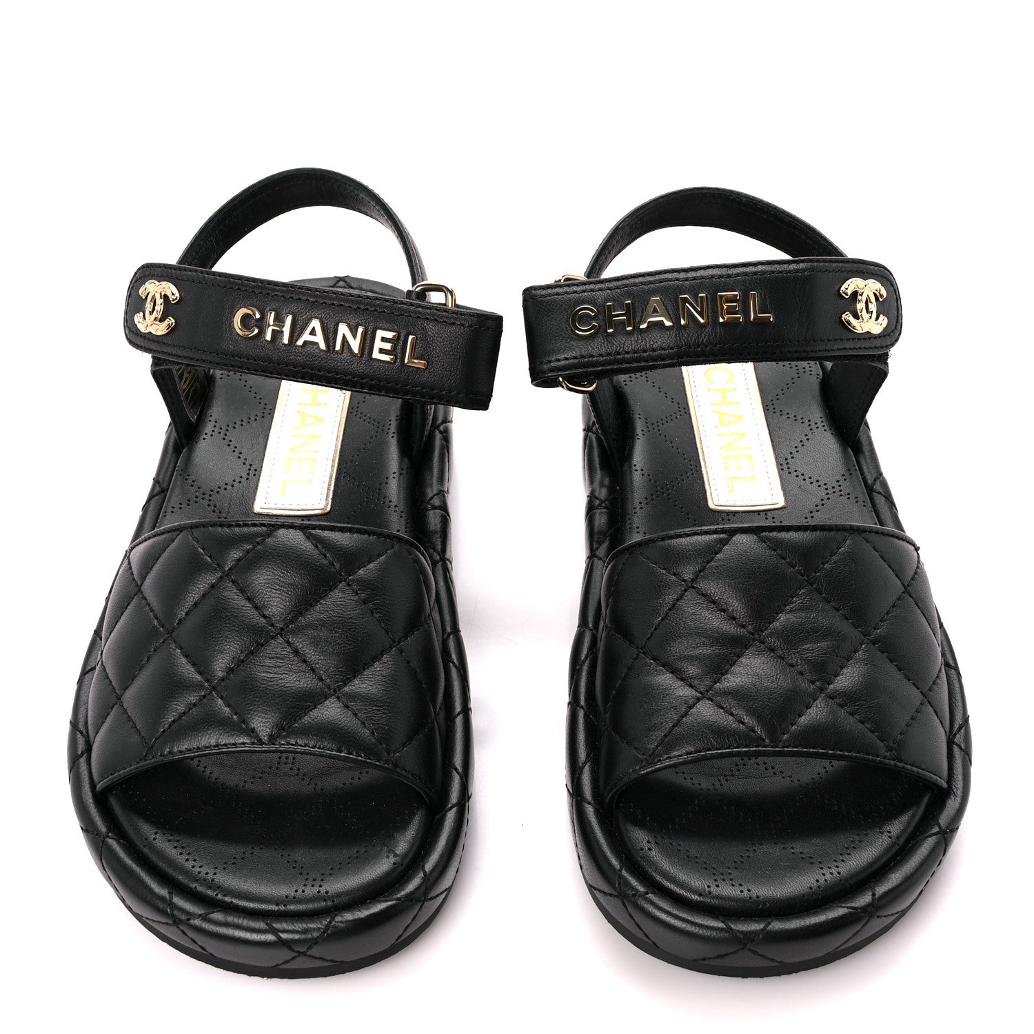 Chanel Lambskin Quilted Dad Sandals 36 Black 2 of 8