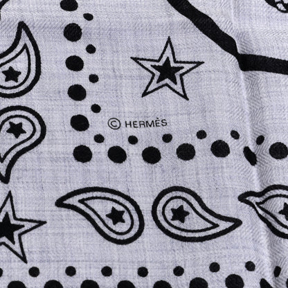 Hermes Cashmere Silk Les Cles Bandana Shawl 140 Gris Chine Black 4 of 5