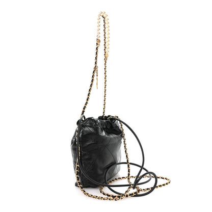 Chanel Shiny Crumpled Calfskin Quilted Pearl Mini Chanel 22 Black 3 of 10