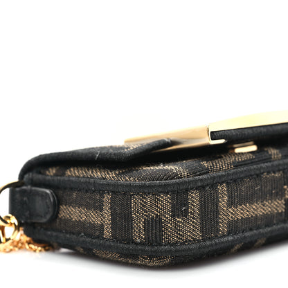 Fendi Fabric Jacquard FF 1974 Nano Maxi Buckle Baguette Charm Tobacco Moro Black 9 of 11