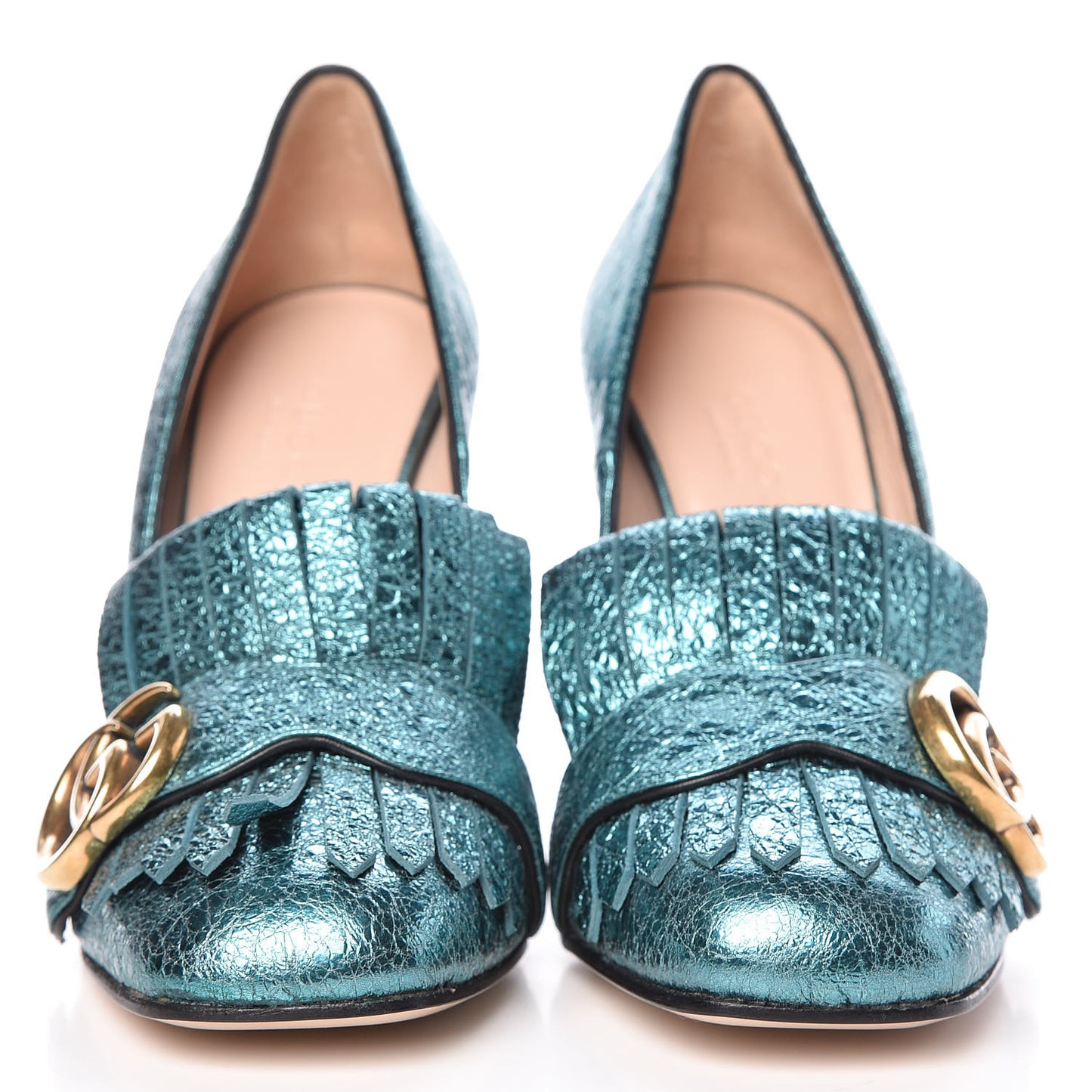 Galassia GG Marmont Fringe 105mm Loafer Pumps 34.5 Turchese