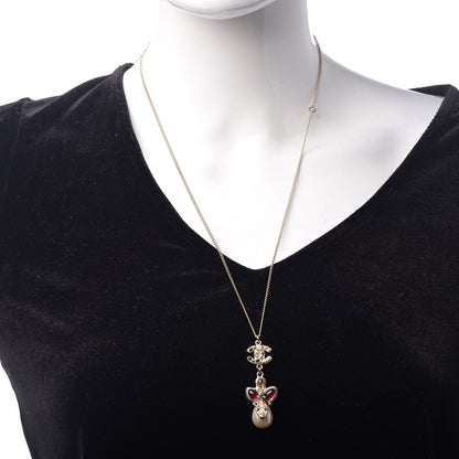 Chanel Enamel Pearl CC Pendant Necklace Gold 2 of 5