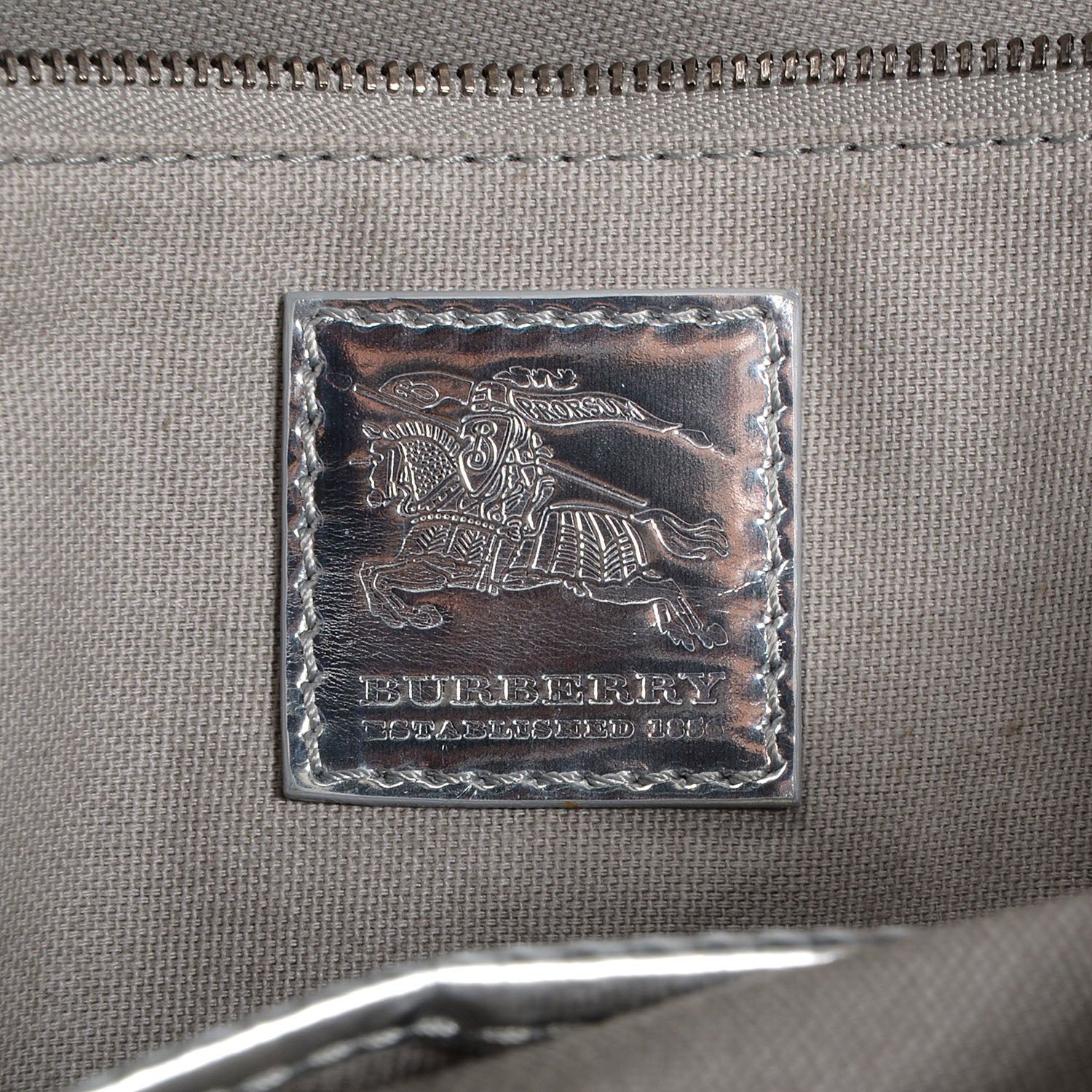 Burberry Patent Check Embossed Ember Tote Silver 6 of 8