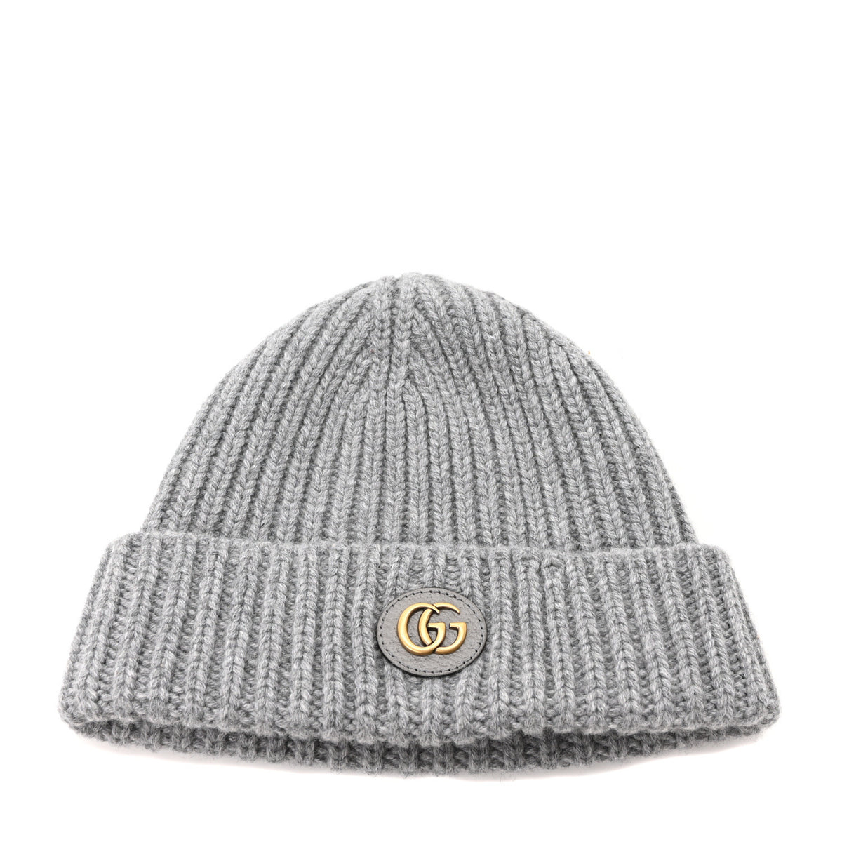 Wool Cashmere Knit Double G Beanie Hat M Light Grey