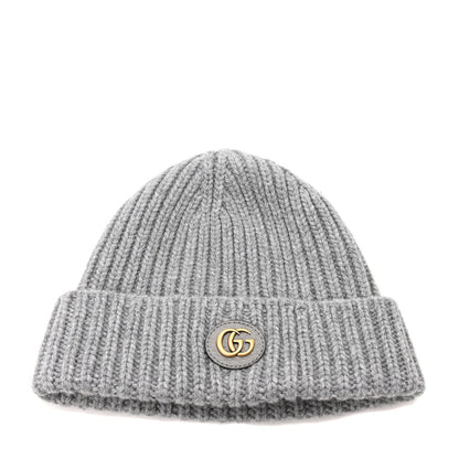 Gucci Wool Cashmere Knit Double G Beanie Hat M Light Grey 1 of 6