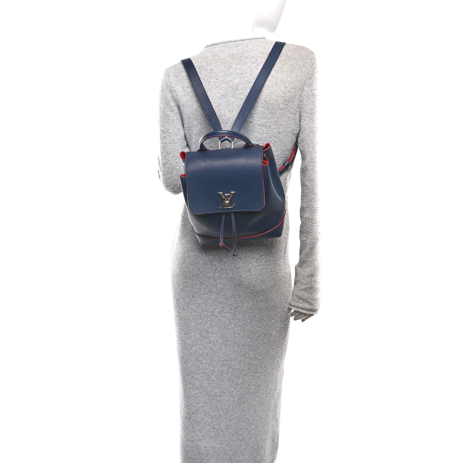 Louis Vuitton Soft Calfskin Lockme Backpack Marine Rouge 2 of 11