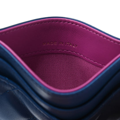 Chanel Lambskin Quilted Card Holder Blue Pink 6 of 9