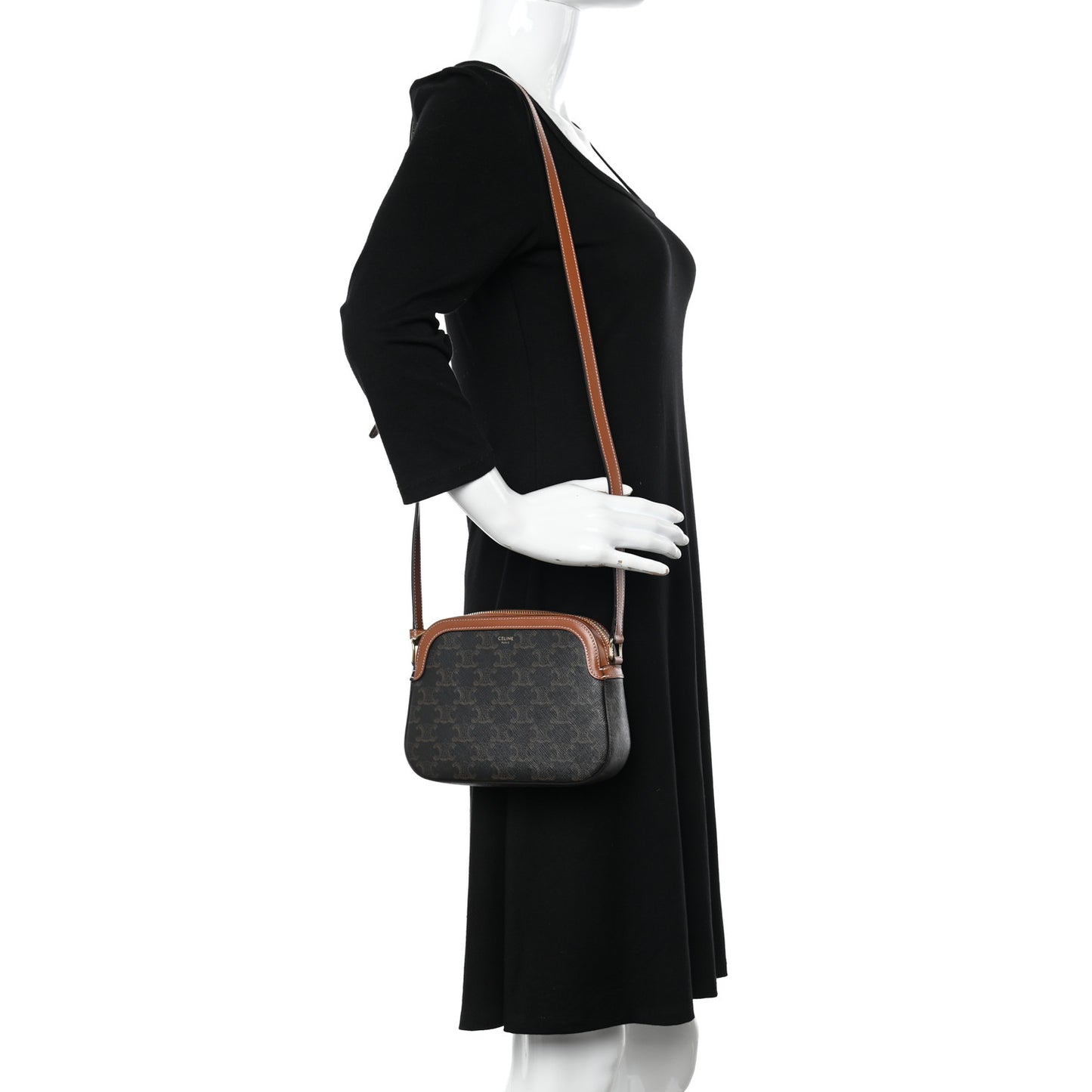 Triomphe Canvas Small Camera Bag Tan