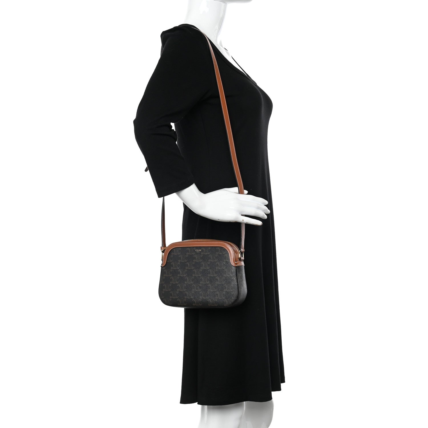 Celine Triomphe Canvas Small Camera Bag Tan 2 of 8