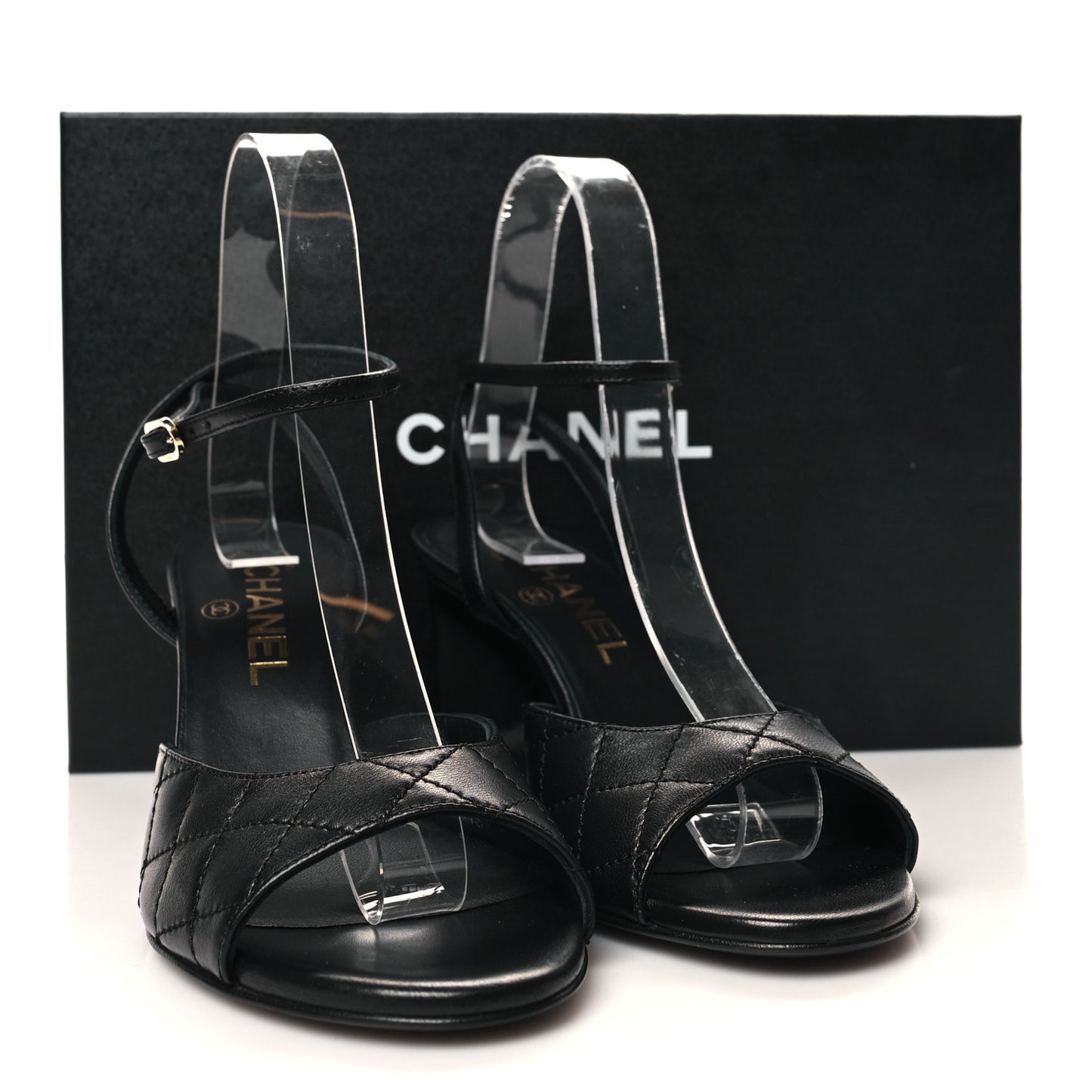 Lambskin Patent Quilted Wedge Sandals 36.5 Black