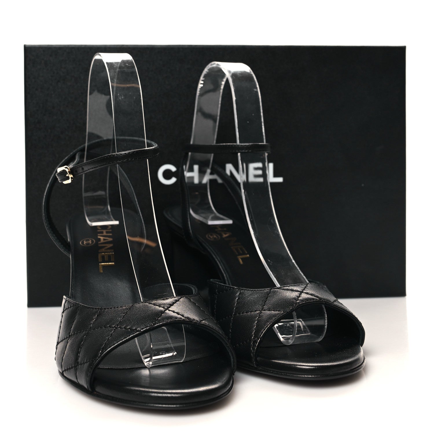 Chanel Lambskin Patent Quilted Wedge Sandals 36.5 Black 9 of 9