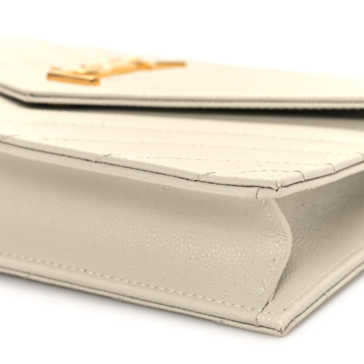 Grain De Poudre Matelasse Chevron Monogram Envelope Chain Wallet Crema Soft