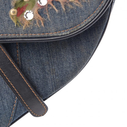 Christian Dior Denim Embroidered Saddle Bag Blue Multi 13 of 17