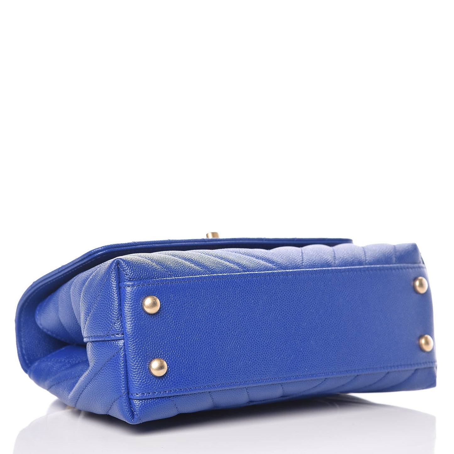 Caviar Chevron Quilted Mini Coco Handle Flap Blue