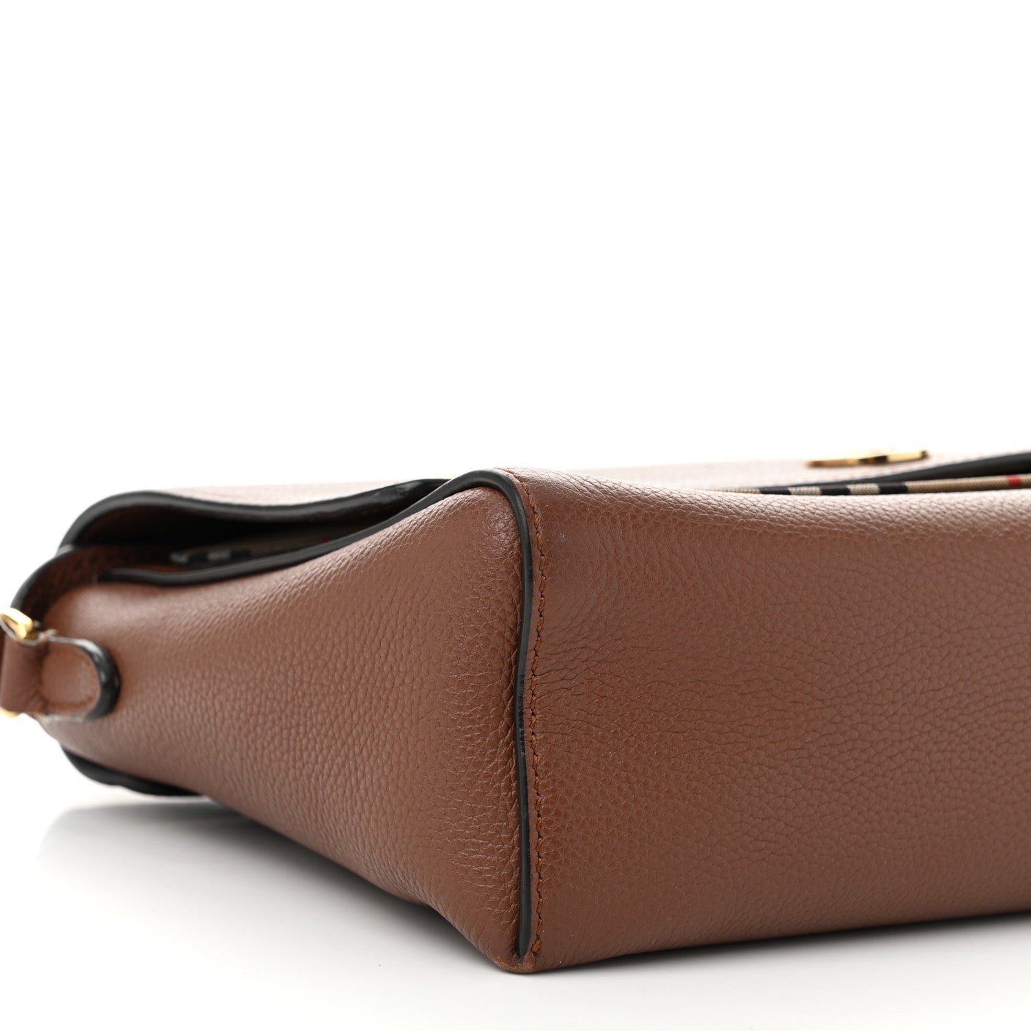 Burberry Grainy Calfskin Vintage Check Note Crossbody Bag Malt