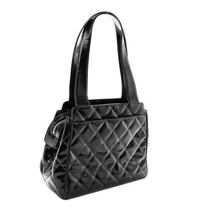 Chanel Patent Quilted Timeless CC Small Pocket Shoulder Bag Black 2 of 10