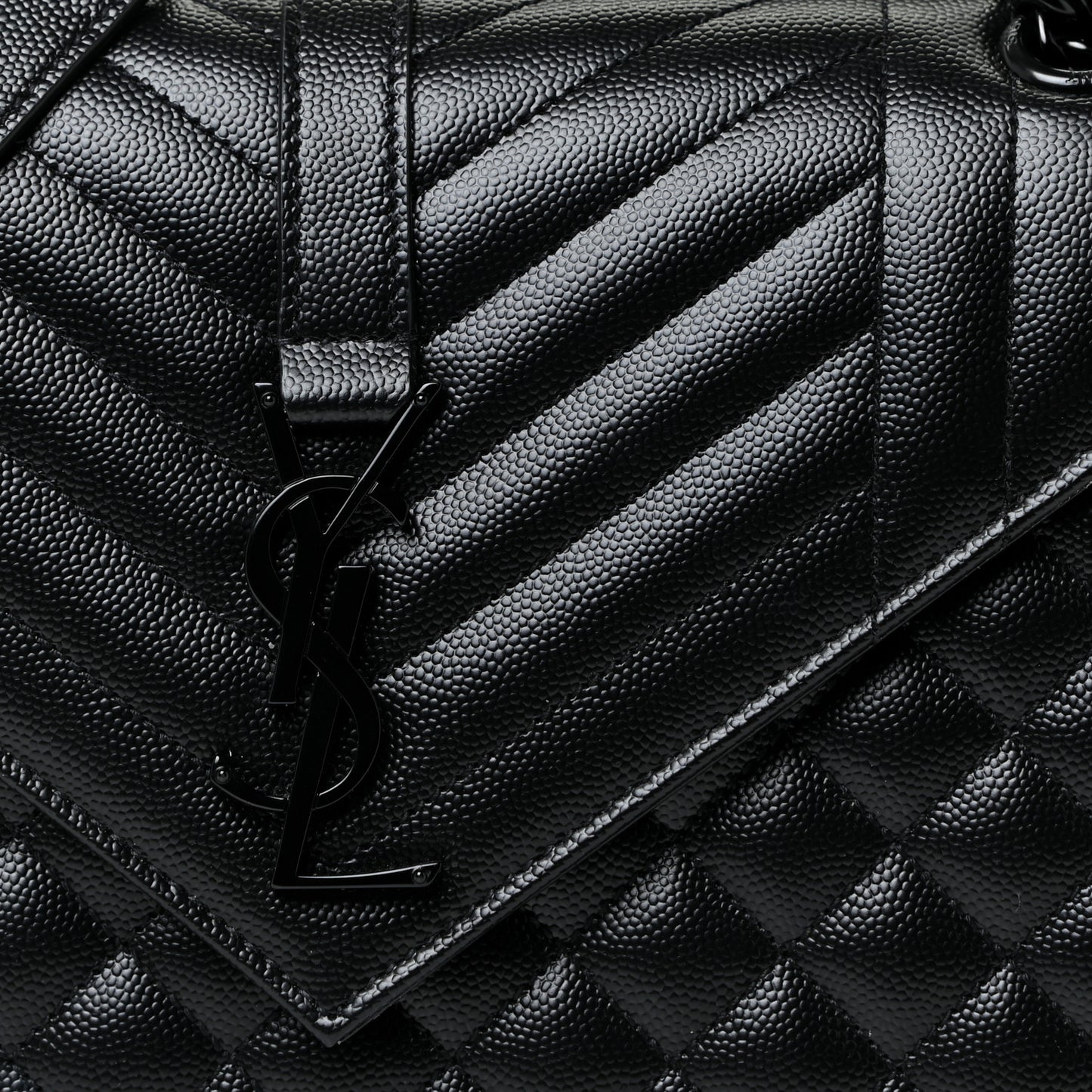 Grain De Poudre Textured Mixed Matelasse Triquilt Medium Monogram Satchel Black