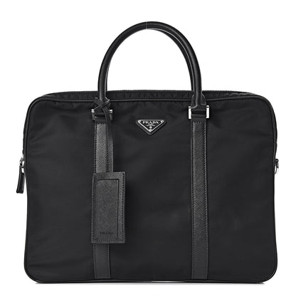 Prada Tessuto Nylon Saffiano Metal Triangle Logo Work Bag Black 1 of 10