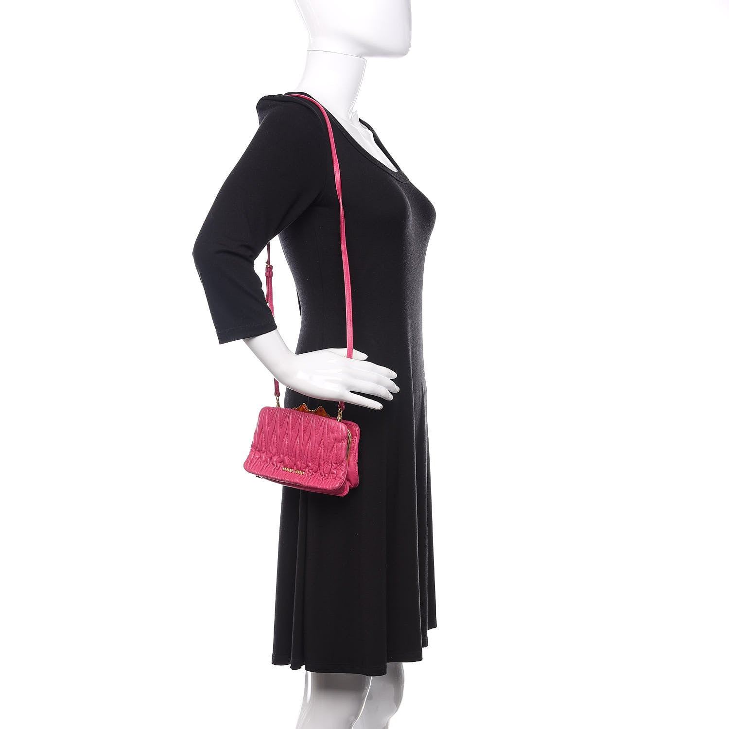 Miu Miu Matelasse Lux Mini Crossbody Tote Peonia 3 of 10