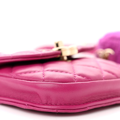 Chanel Tweed Lambskin Quilted Waist Bag With Coin Purse Fuchsia 12 of 15