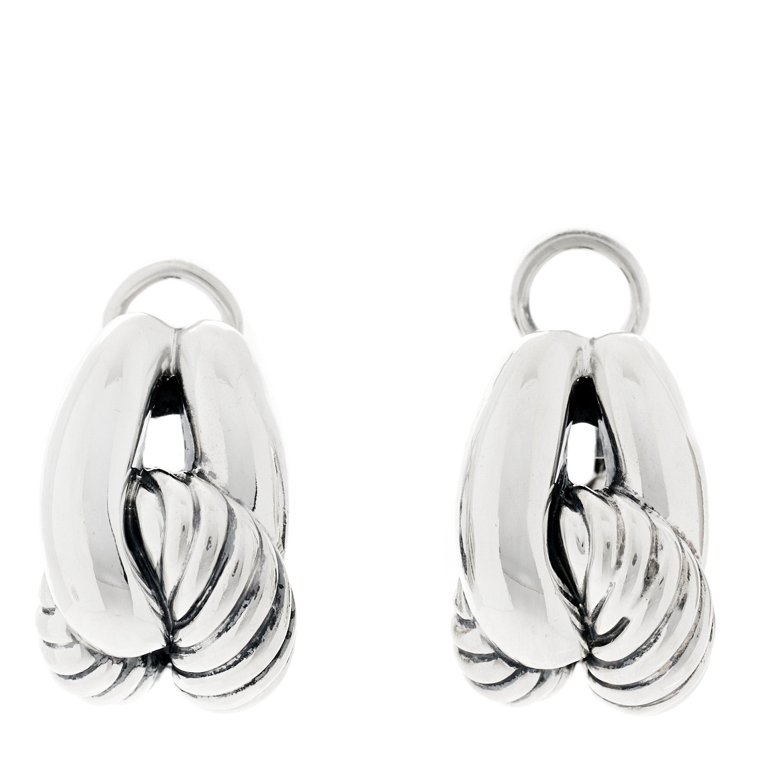 David Yurman Sterling Silver Single Loop Labyrinth Earrings 1 of 5