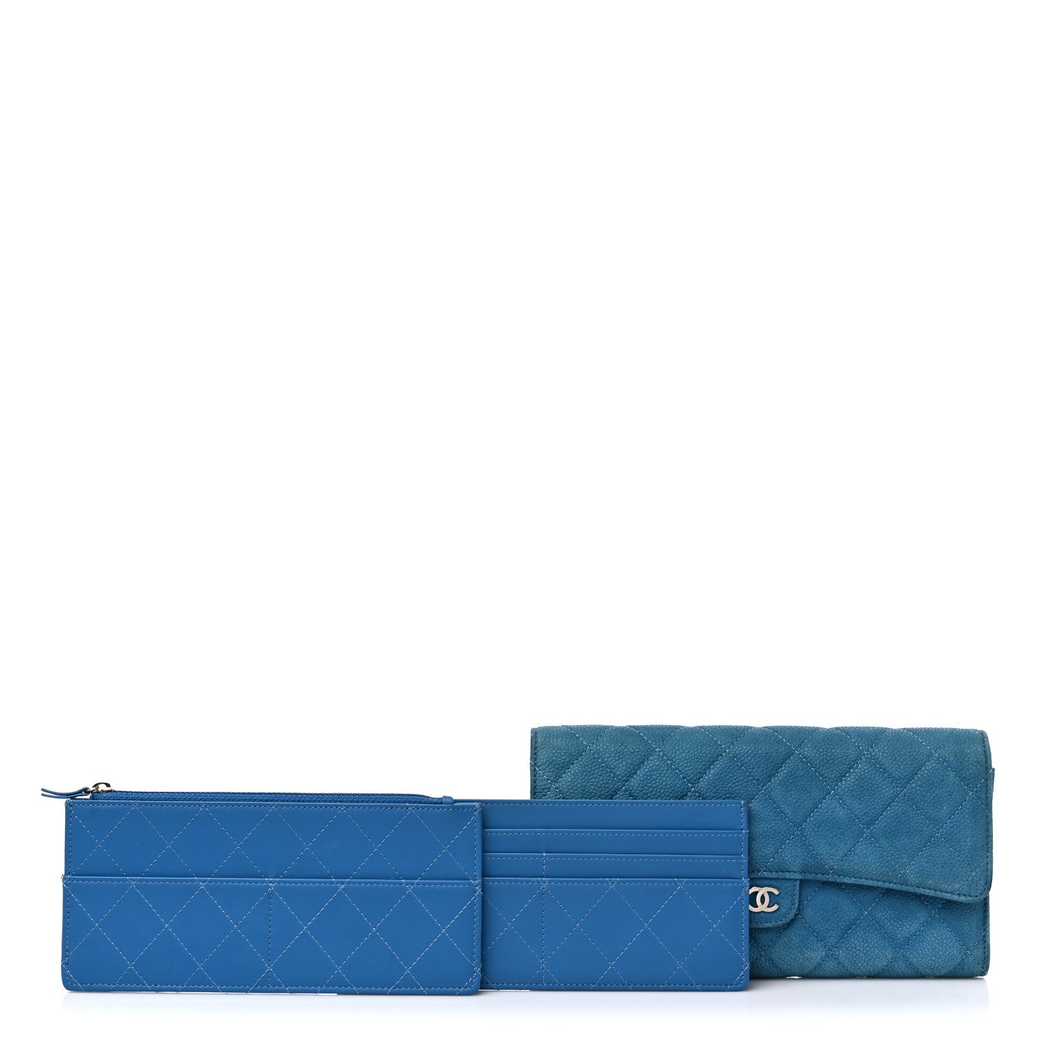 Chanel Iridescent Caviar Quilted Travel Wallet Blue 3 of 21