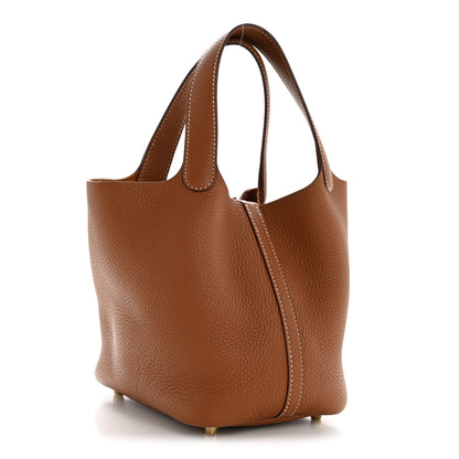 Hermes Taurillon Clemence Picotin Lock 18 PM Gold 3 of 11