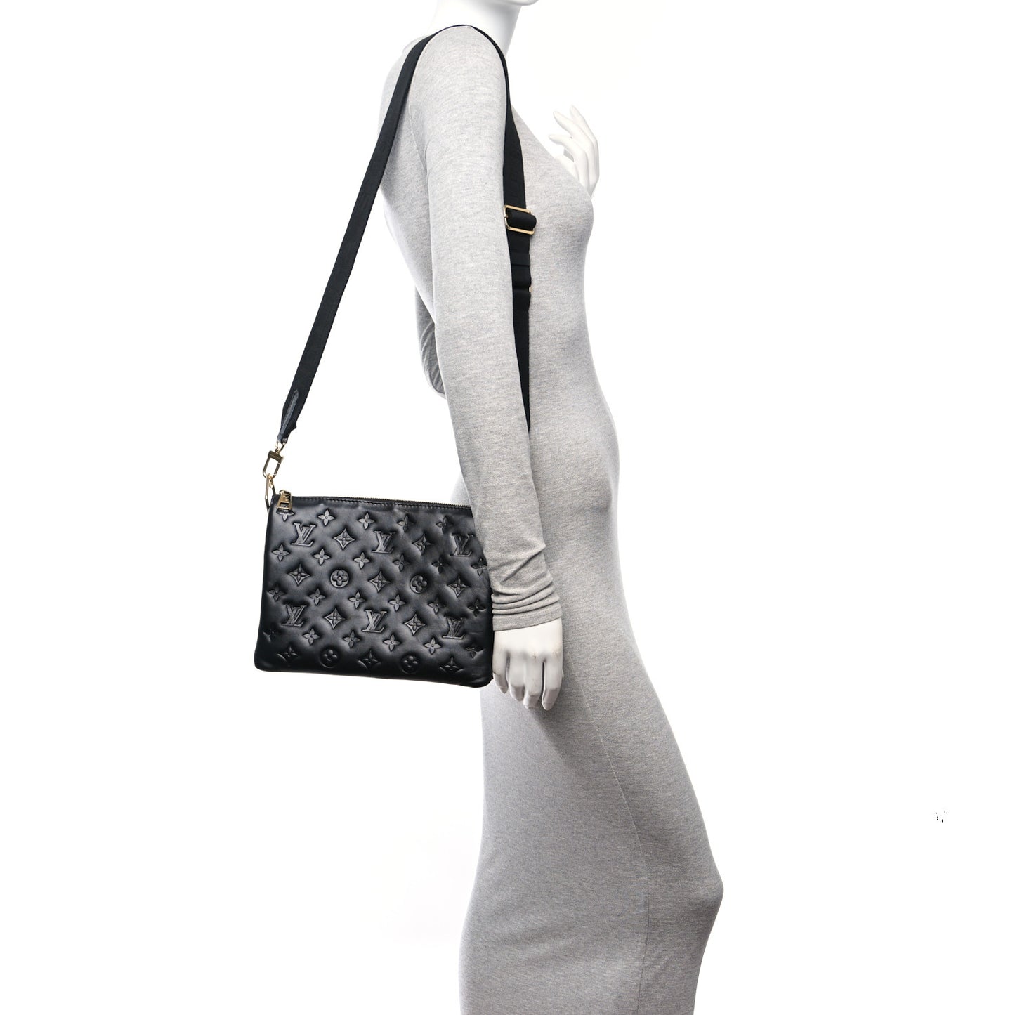 Lambskin Embossed Monogram Coussin PM Black