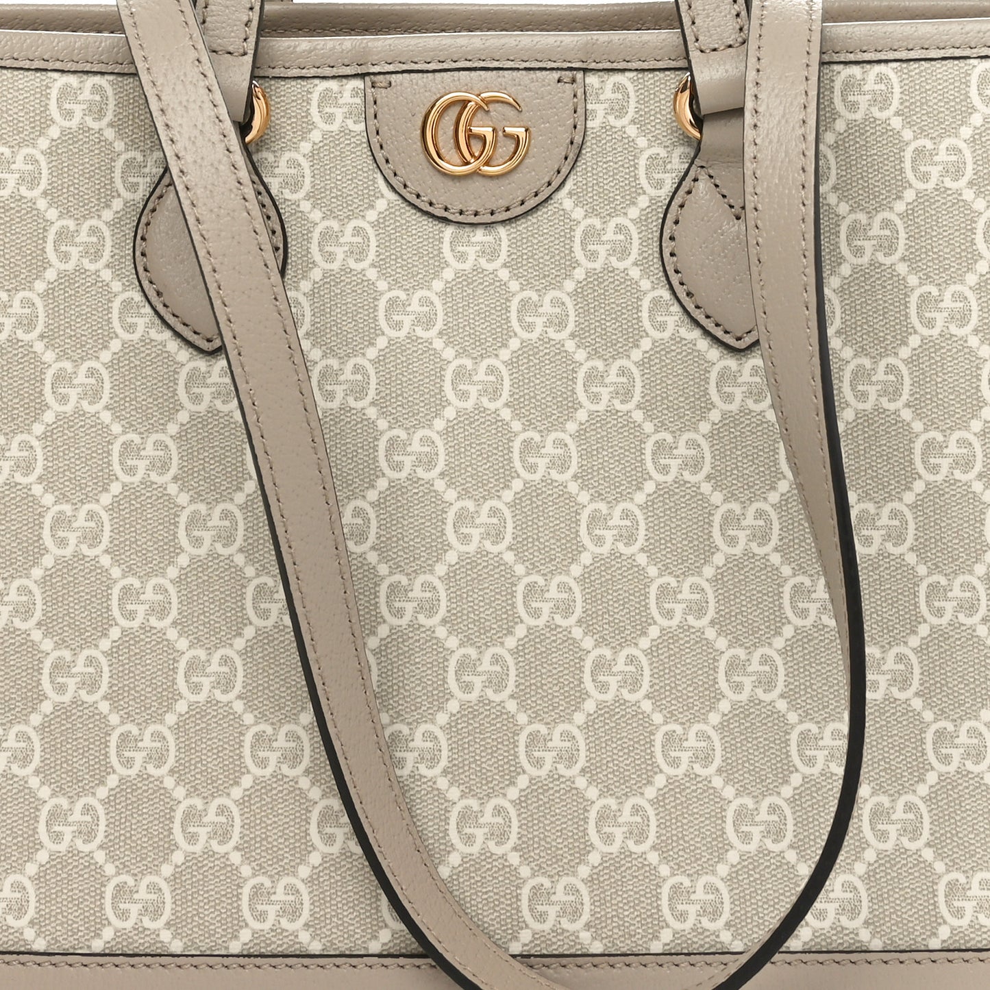 GG Supreme Monogram Textured Dollar Calfskin Small Ophidia Shoulder Tote Bag Beige Mystic White Oatmeal