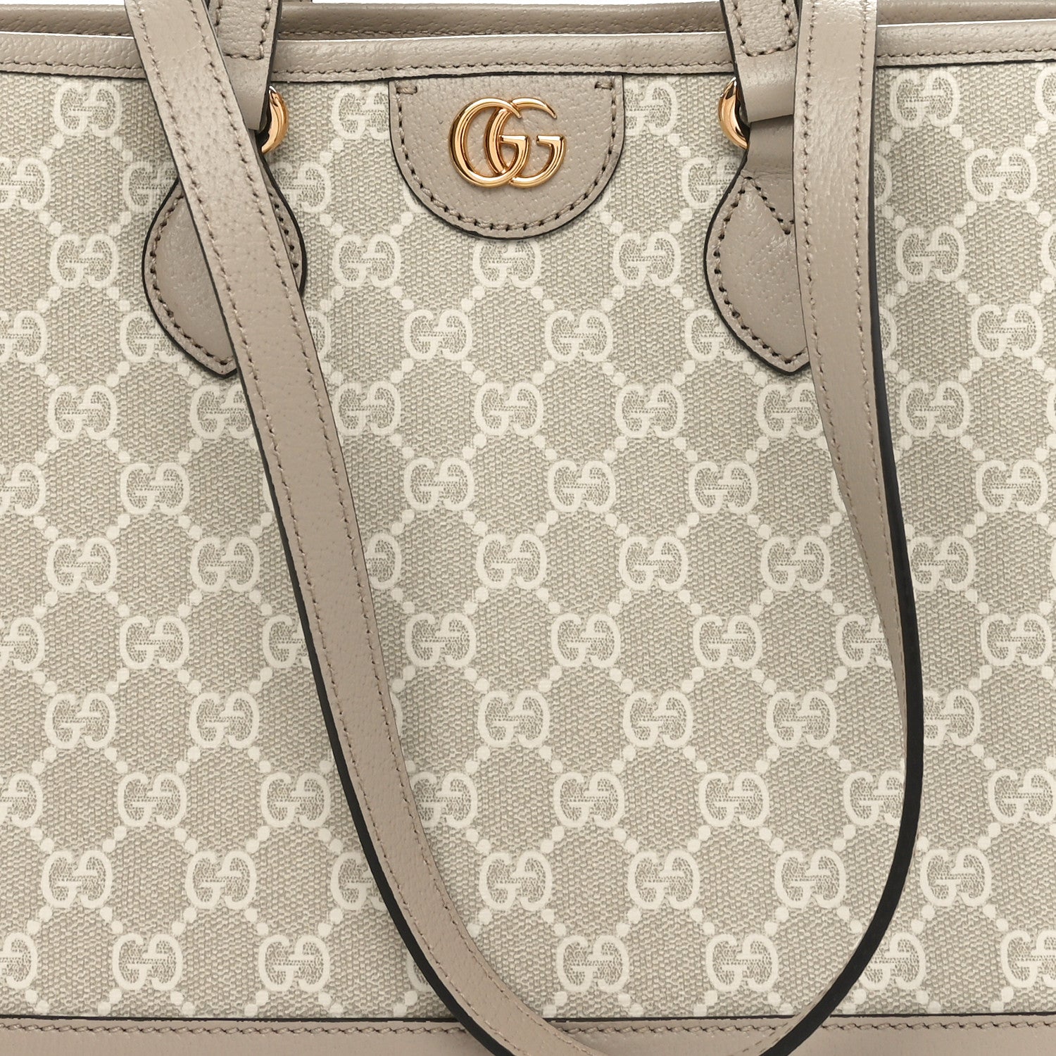 Gucci GG Supreme Monogram Textured Dollar Calfskin Small Ophidia Shoulder Tote Bag Beige Mystic White Oatmeal 8 of 10