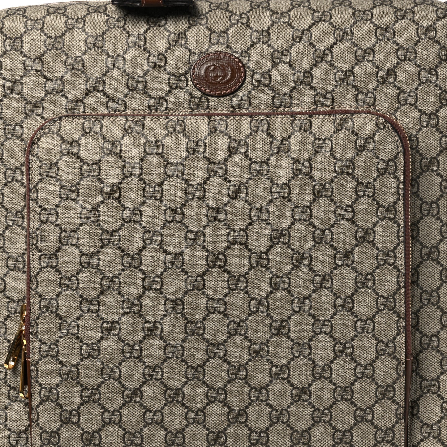GG Supreme Monogram Azalea Calfskin Retro Interlocking G Small Savoy Cabin Trolley Beige Ebony Brown Sugar