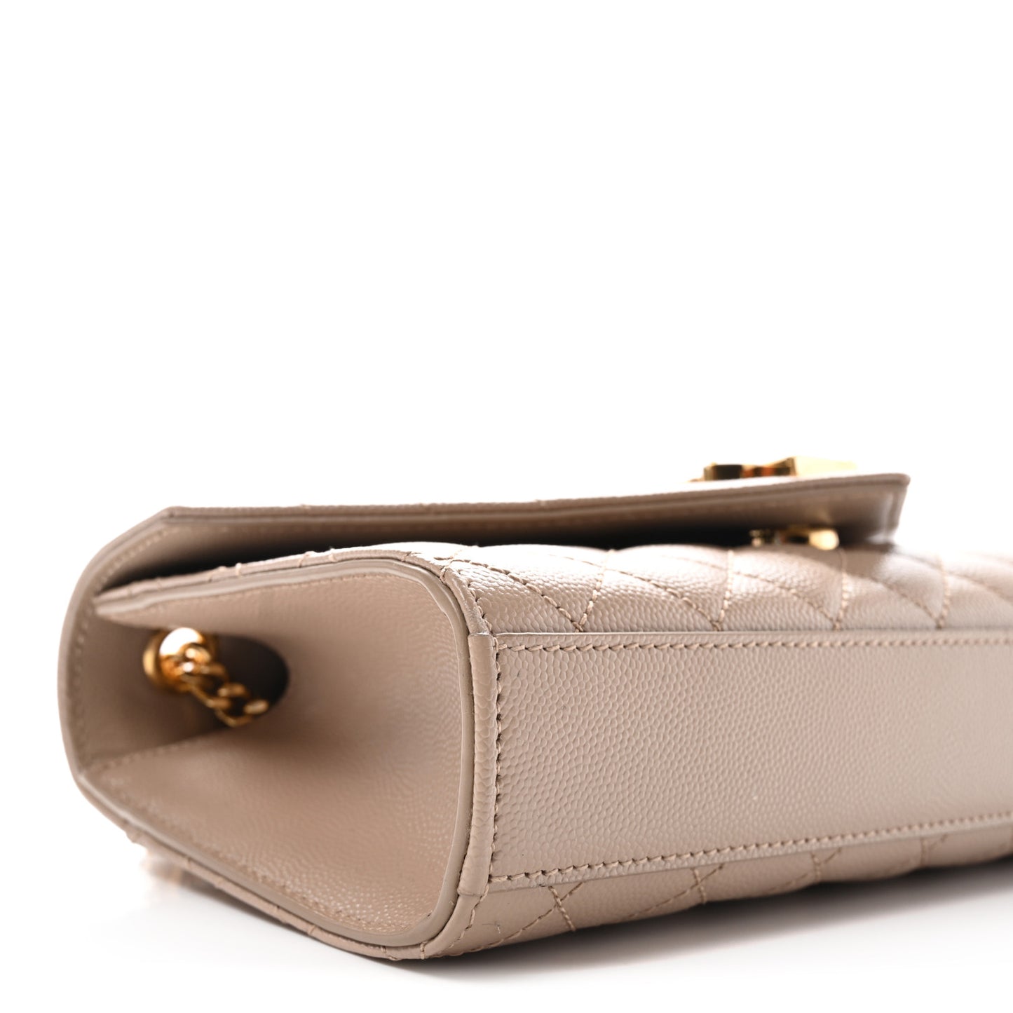 Grain De Poudre Textured Mixed Matelasse Triquilt Small Monogram Satchel Dark Beige