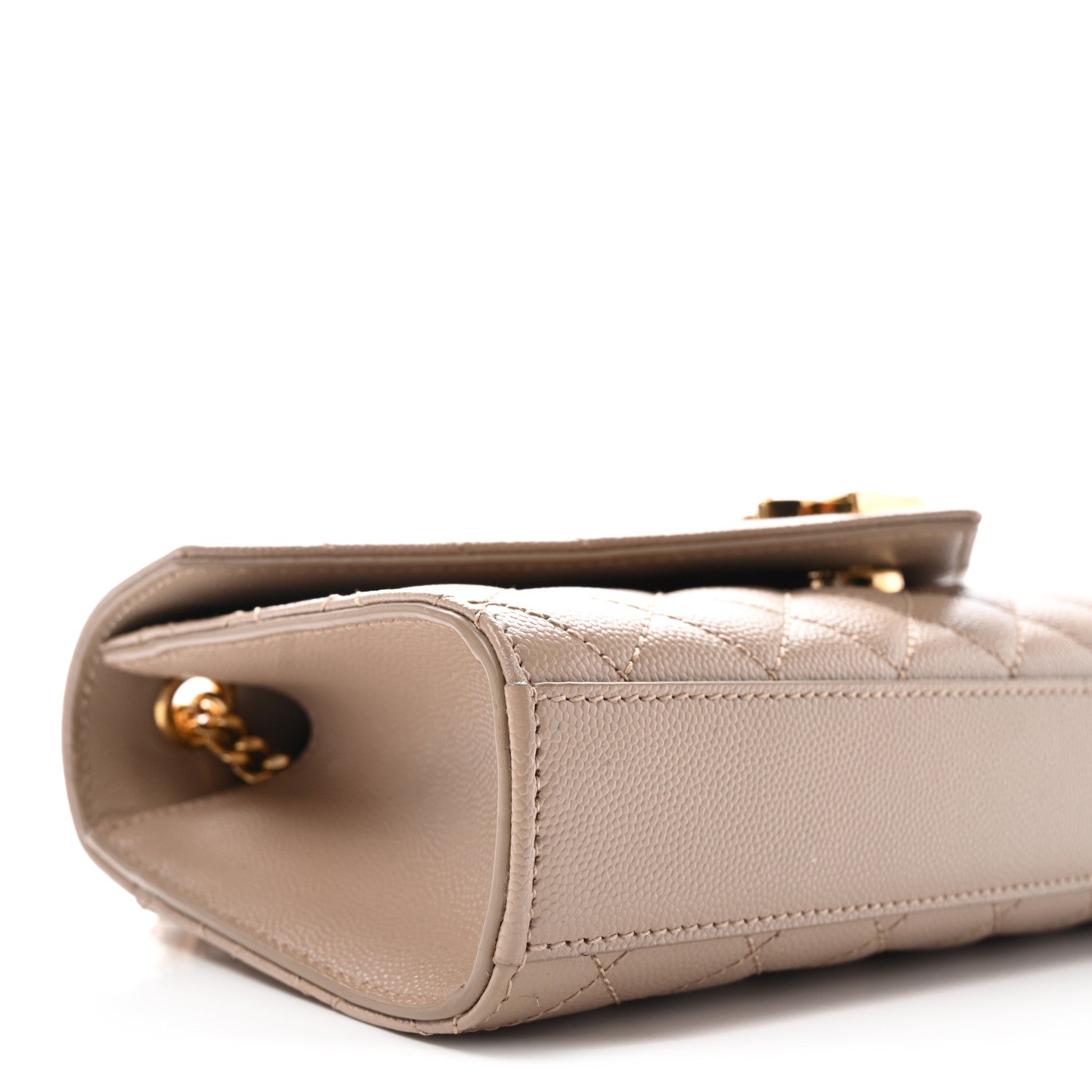 Saint Laurent Grain De Poudre Textured Mixed Matelasse Triquilt Small Monogram Satchel Dark Beige 8 of 9